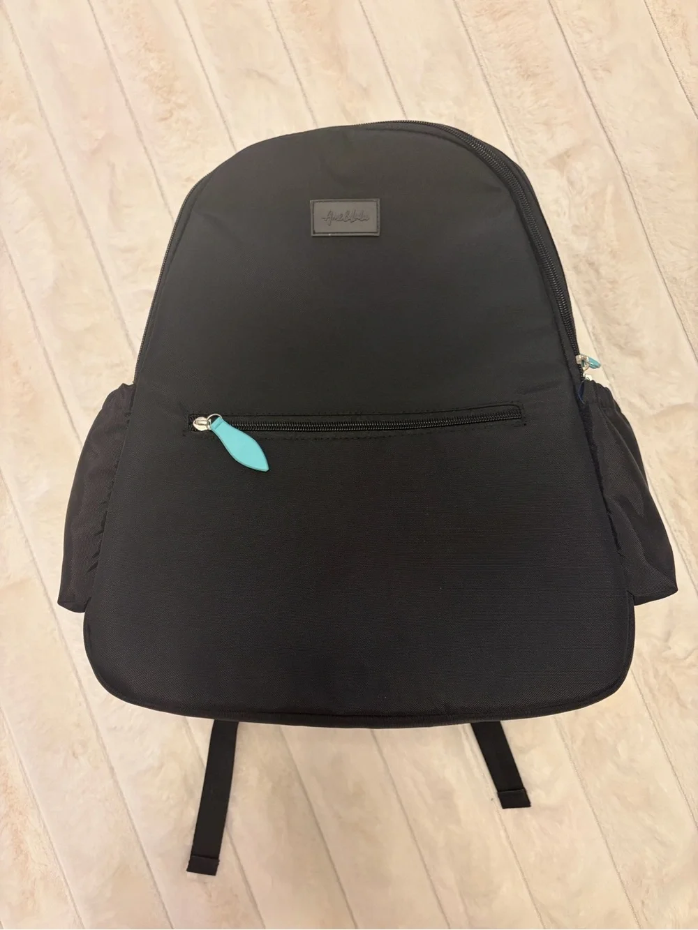 Ame & Lulu Courtside Tennis Backpack 2.0 — Black with Teal Accents